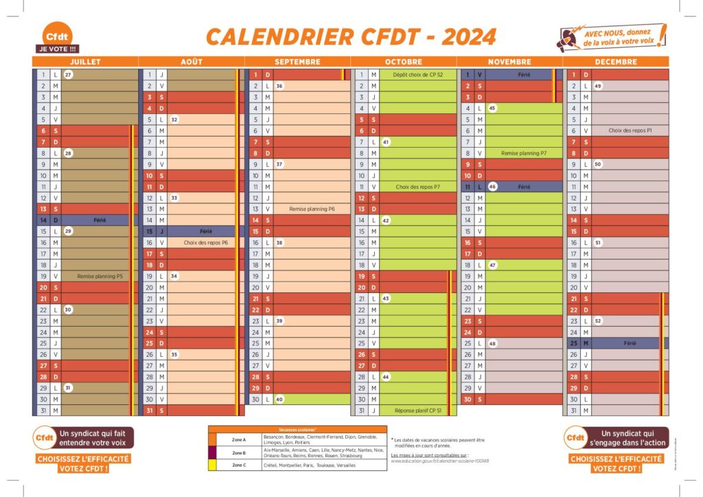 Calendrier CFDT 2024 - CFDT - EFS