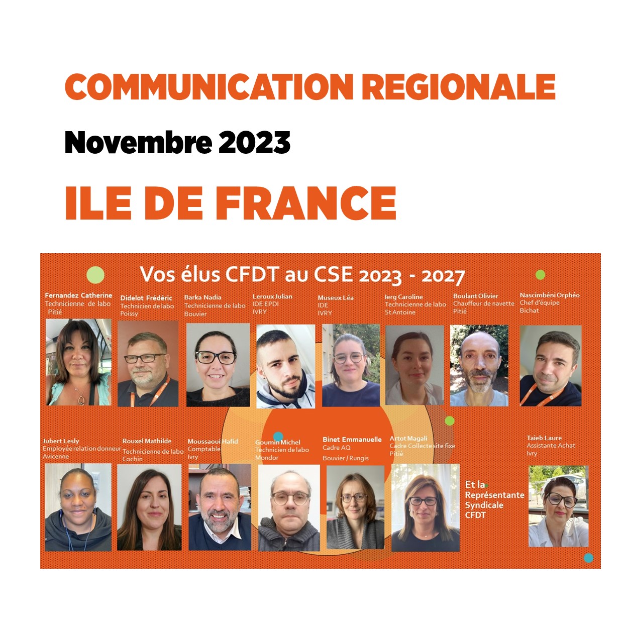 Vos représentants au CSE de l'EFS IledeFrance CFDT EFS